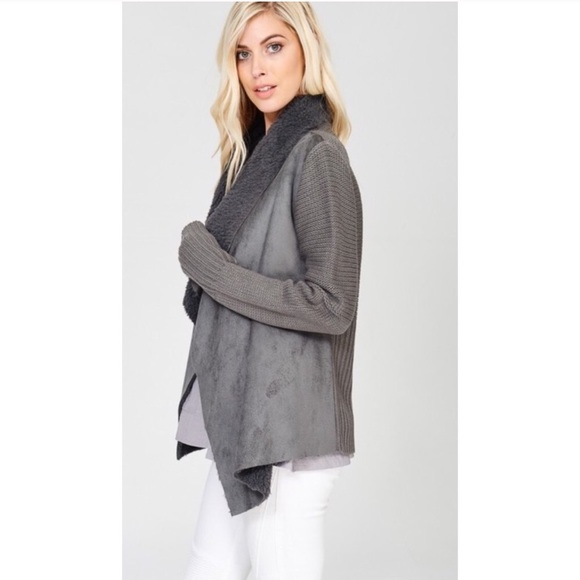 Faux Fur Lined Cardigan Jacket - Picture 6 of 7